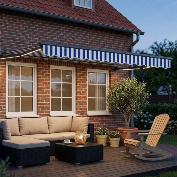 Ръчен изтеглящ сенник с LED светлини 3,5 x 2 m