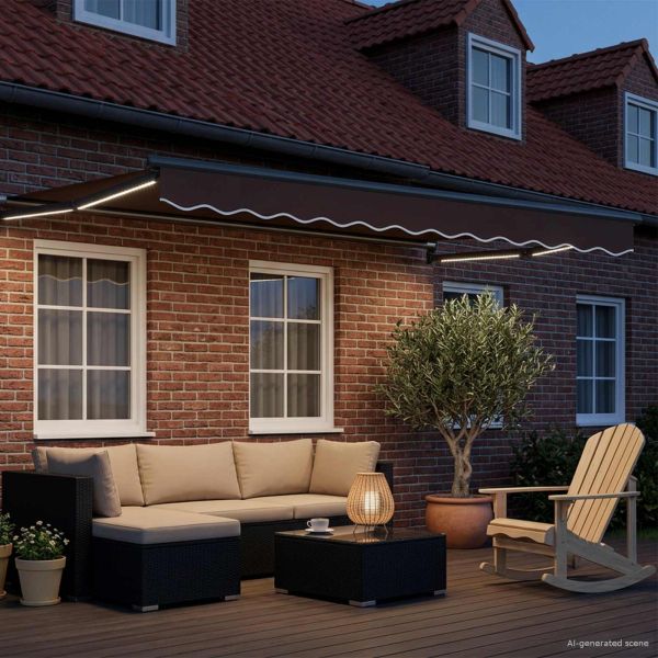 Ръчен изтеглящ сенник с LED светлини 3,5 x 2 m