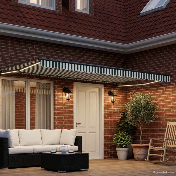 Ръчен изтеглящ сенник с LED светлини 4 x 2 m