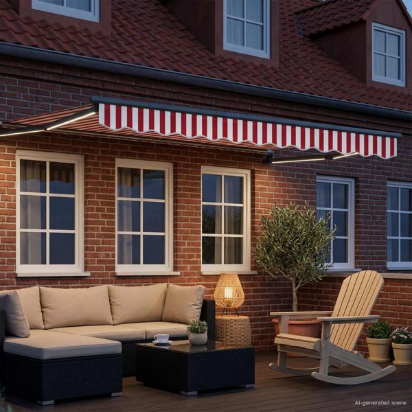 Ръчен изтеглящ сенник с LED светлини 3 x 2,5 m