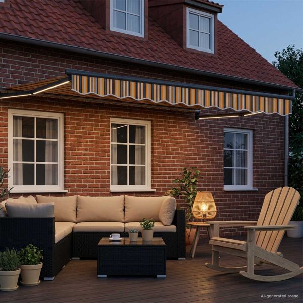 Ръчен изтеглящ сенник с LED светлини 3 x 2,5 m