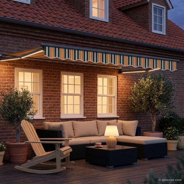 Ръчен изтеглящ сенник с LED светлини 3 x 2,5 m