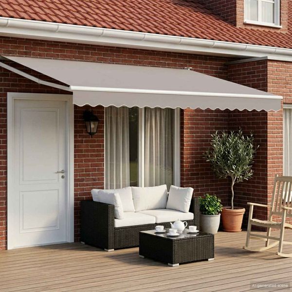 Електрически разтегателен навес Светлосиво 5 x 3 m