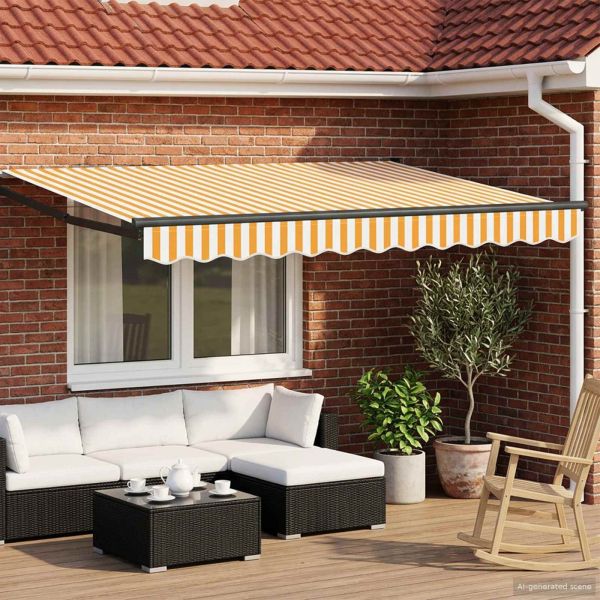 Електрически разтегателен навес Жълт и бял 3 x 2,5 m