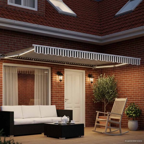 Ръчна рамка за сенник с LEDs Антрацит и бяло 4 x 2 m