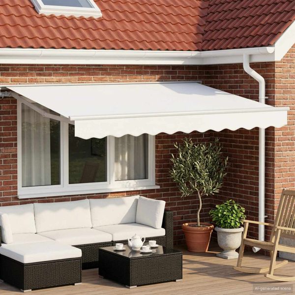 Електрически разтегателен навес Бял 3 x 2,5 m