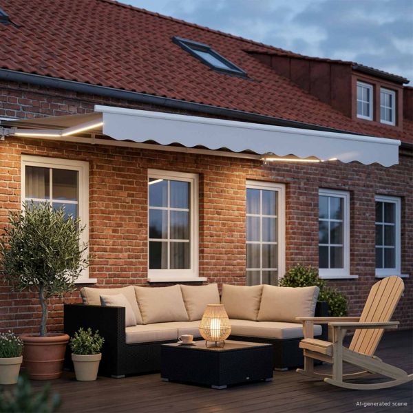 Електрически разтегателен навес Бял 3 x 2,5 m