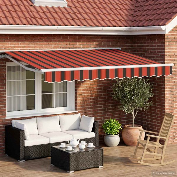 Електрически разтегателен навес Оранжев, Черен, Бял 3,5 x 2,5 m