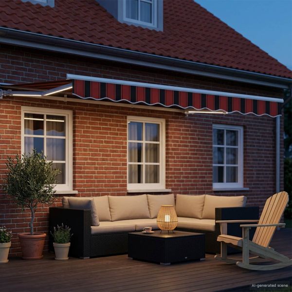 Електрически разтегателен навес Оранжев, Черен, Бял 3,5 x 2,5 m