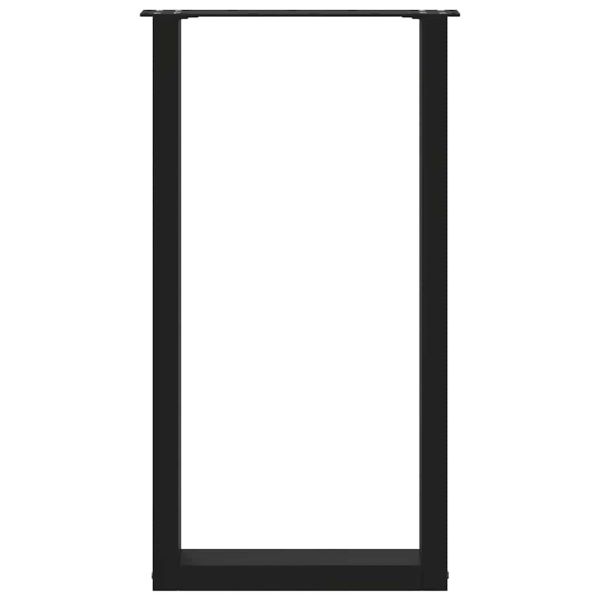 Крака за бар маса, U-образни, 2 бр., черни, 50 x (90-91) см, стомана