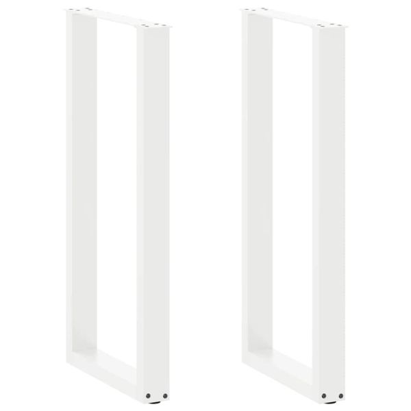 Крака за бар маса, U-образни, 2 бр., бели, 40 x (100-101) см, стомана