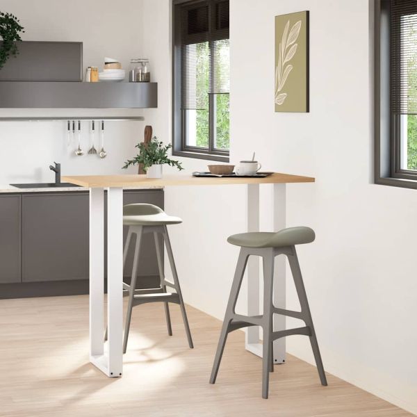 Крака за бар маса, U-образни, 2 бр., бели, 40 x (110-111) см, стомана