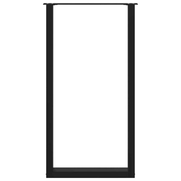 Крака за бар маса, U-образни, 2 бр., черни, 60 x (110-111) см, стомана