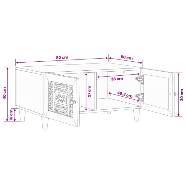 Масичка за кафе със съхранение Светло кафяво 80 x 50 x 40 cm