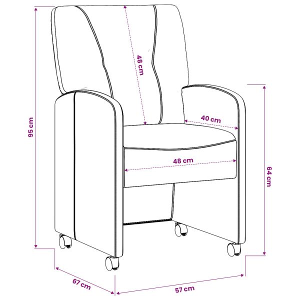 Столове с Колела с колела 2 pcs Светлосиво 57 x 67 x 95 см