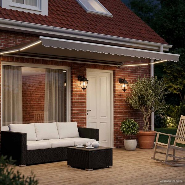 Електрическа разтегателна рамка за сенник Бял 4 × 3 m Алуминий