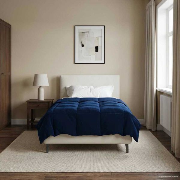 Летен юрган Патичено Тъмен син 140 x 200 cm Микрофибър