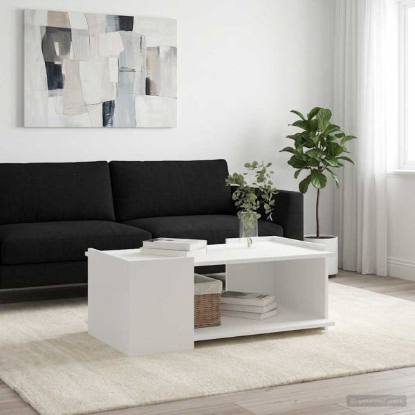 Масичка за кафе Бяло 90 x 50 x 33 см Инженерна дървесина