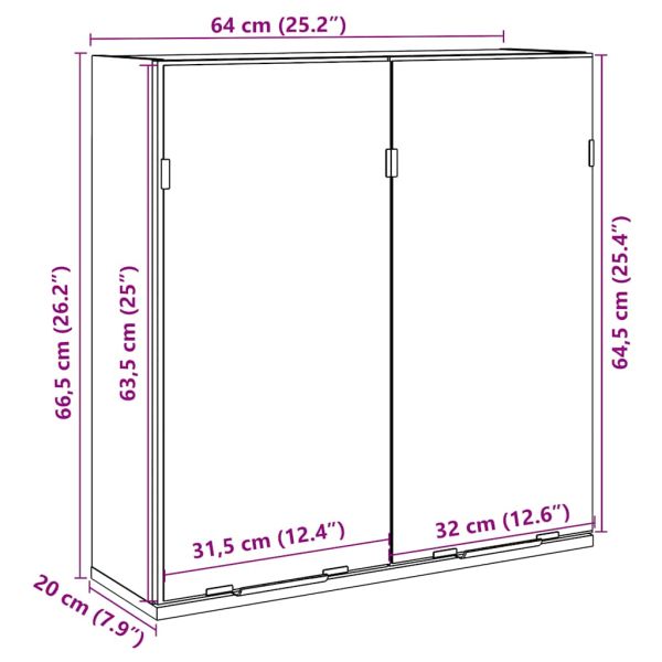 Огледален шкаф за баня от старо дърво 64x20x66,5 cm