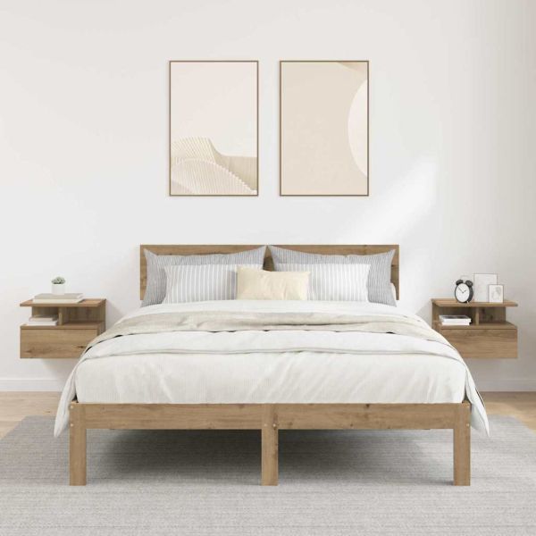 Плаваща нощно шкафче 2 pcs Дъб 40 x 31 x 28 см Инженерно дърво