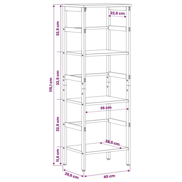 Рафт за книги Сив Сонома 40 х 29,5 х 115 см Инженерно дърво