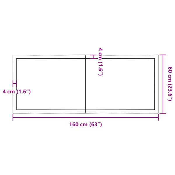 Плот за маса светлокафяв 160x60x(2-4) см обработен масивен дъб