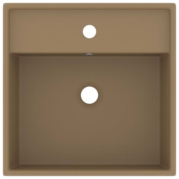 Мивка с преливник лукс квадрат кремав мат 41x41 см керамика