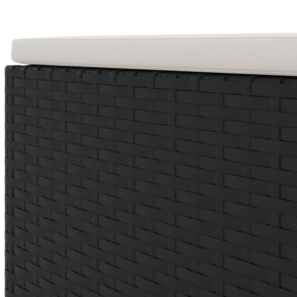 Градински комплект с възглавници, 6 части, черен, полиратан