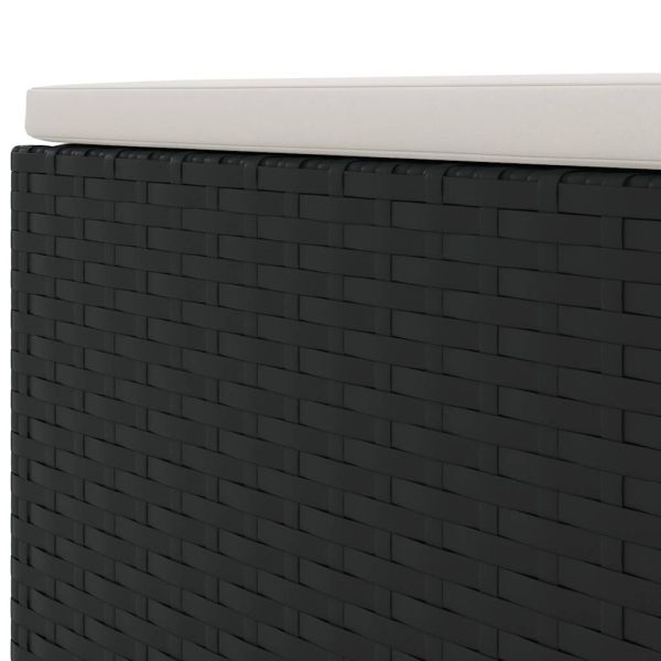 Градински комплект с възглавници, 6 части, черен, полиратан