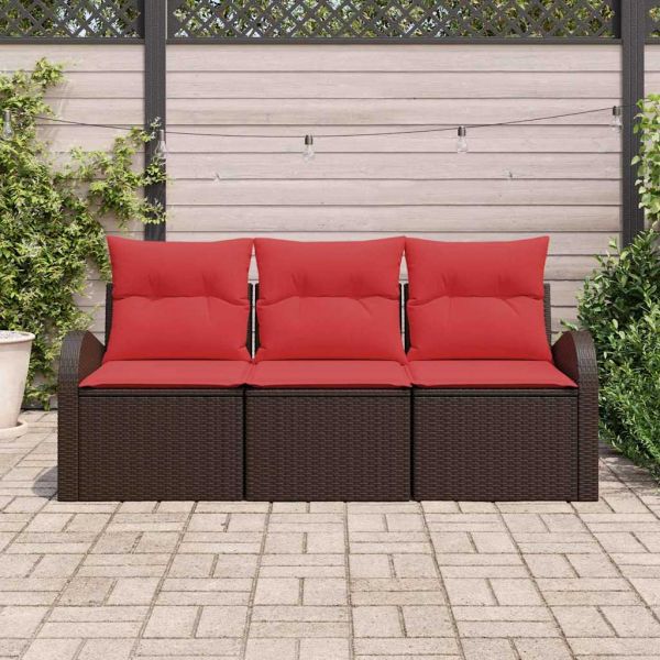 Градински Софа Комплект Кафяво полиратан