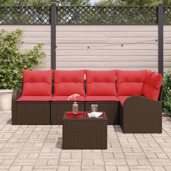 Градински Софа Комплект Кафяво полиратан