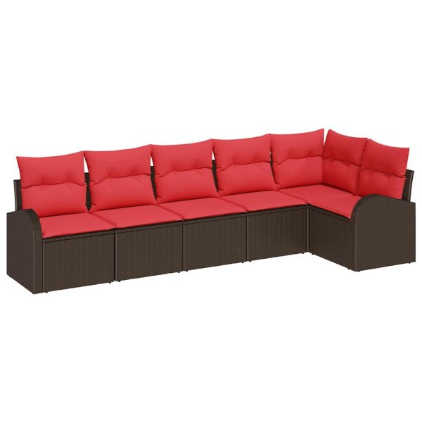 Градински Софа Комплект Кафяво полиратан