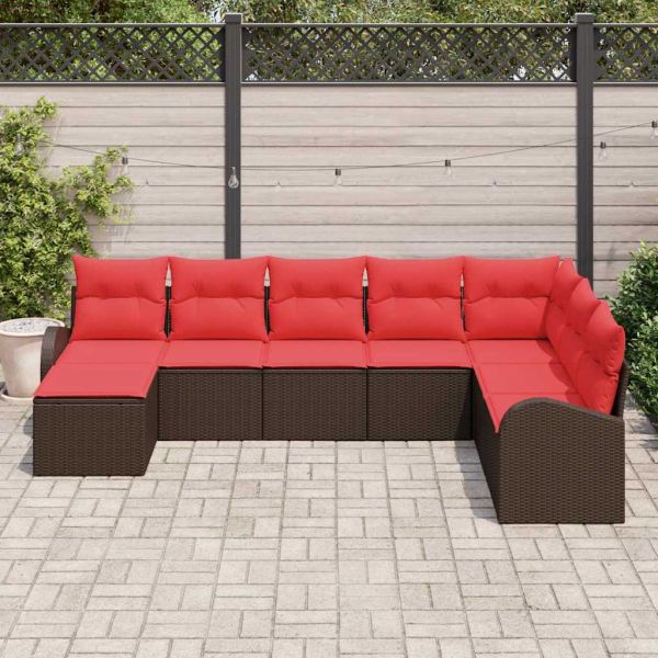 Градински Софа Комплект 8 pcs Кафяво Полиратан