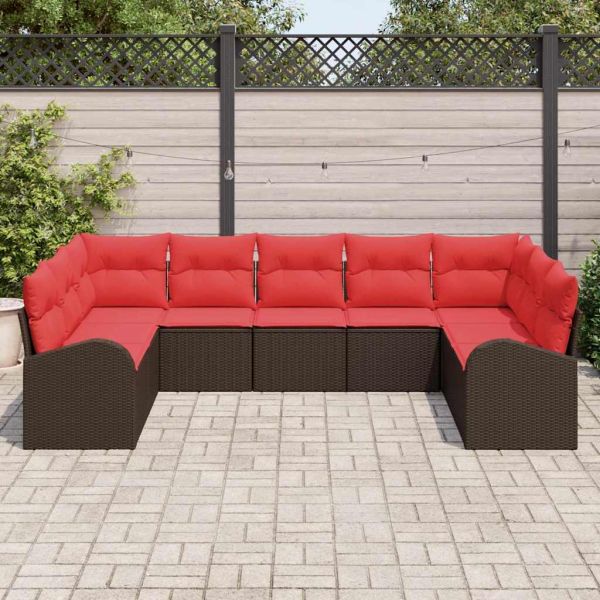 Комплект дивани с възглавница Кафяво Полипропилен Ратан