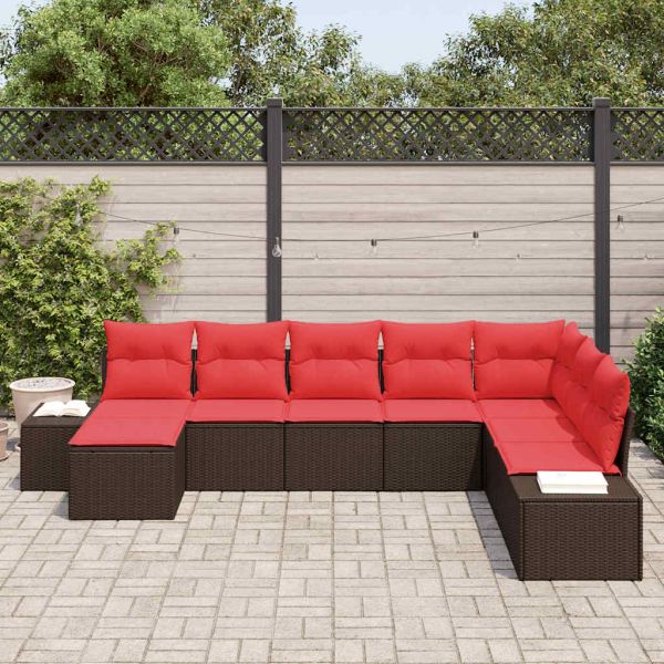 Градински Софа Комплект с възглавница 8 pcs Кафяво полиратан