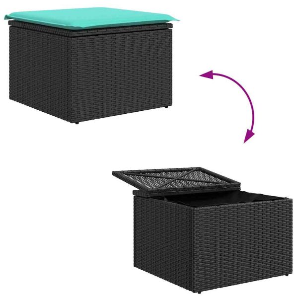 Градински Софа Комплект с възглавница 7 pcs Черно полиратан