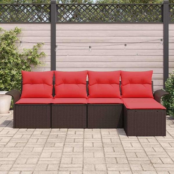 Градински Софа Комплект със съхранение 5 pcs Кафяво полиратан