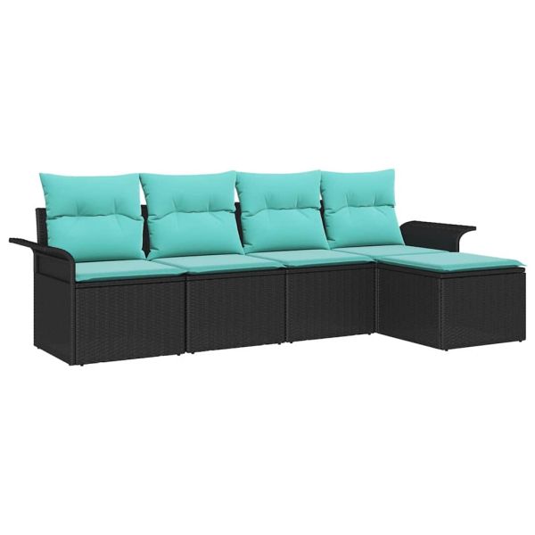 Градински Софа Комплект със съхранение 5 pcs Черно полиратан