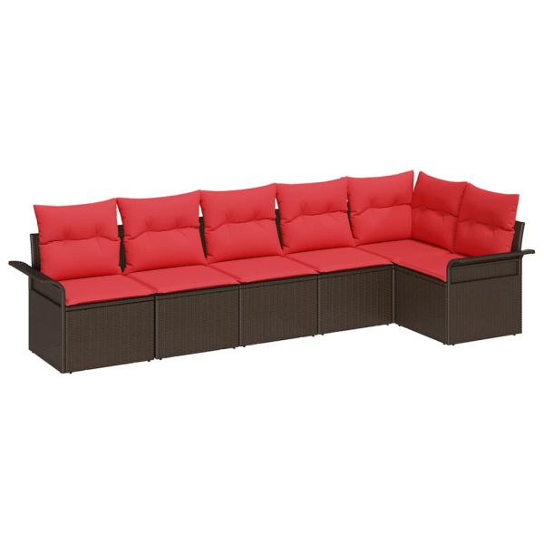 Градински Софа Комплект със съхранение 6 pcs Кафяво полиратан