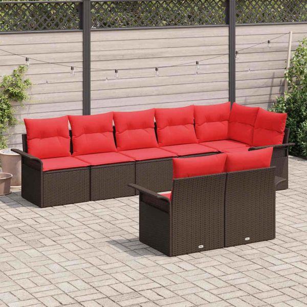 Градински Софа Комплект със съхранение 8 pcs Кафяво полиратан