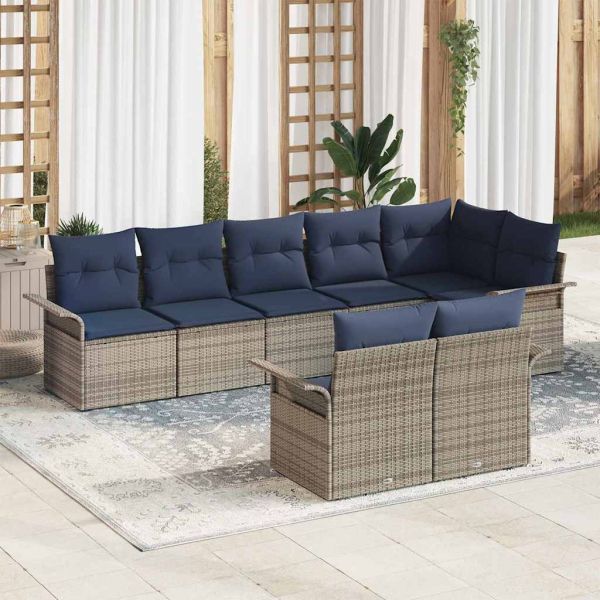 Градински Софа Комплект със съхранение 8 pcs Сив полиратан