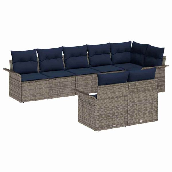 Градински Софа Комплект със съхранение 8 pcs Сив полиратан