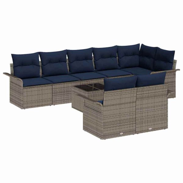 Градински Софа Комплект със съхранение 9 pcs Сив полиратан