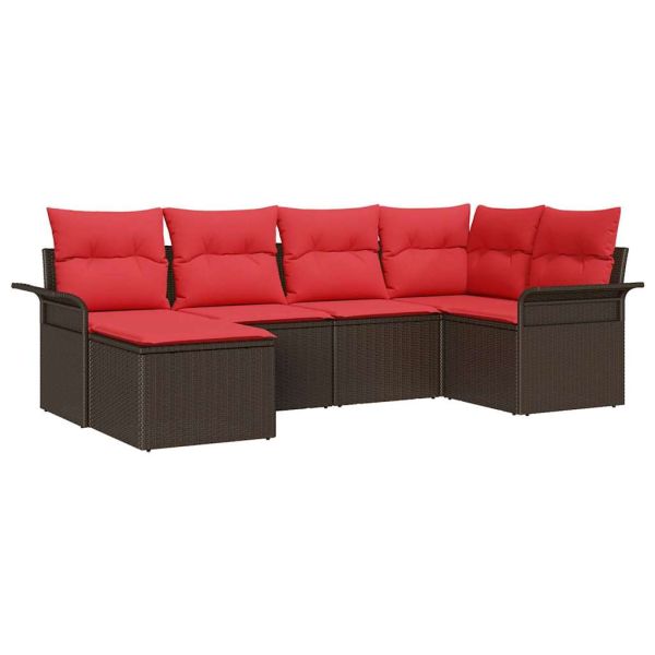 Градински Софа Комплект със съхранение 6 pcs Кафяво полиратан