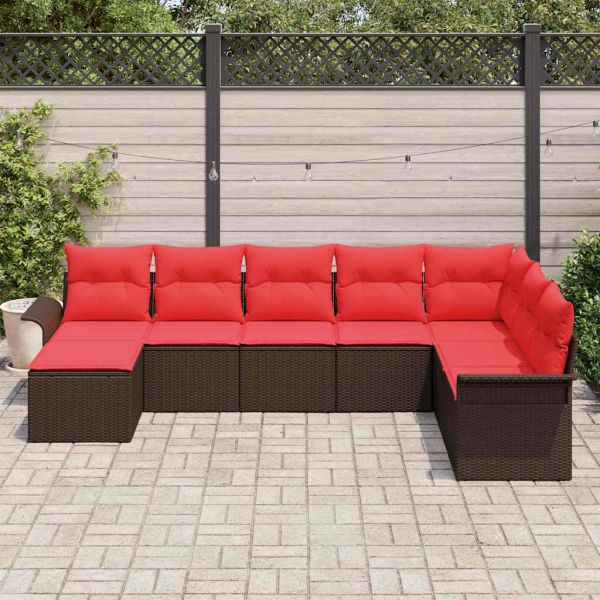 Градински Софа Комплект с възглавница 8 pcs Бежово Полиратан