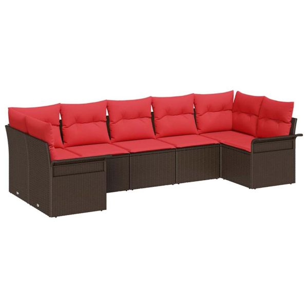 Градински Софа Комплект със съхранение 7 pcs Кафяво Полиратан