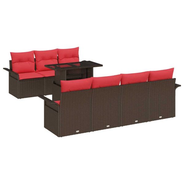 Градински Софа Комплект 8 pcs Кафяво Полипропилен Ратан