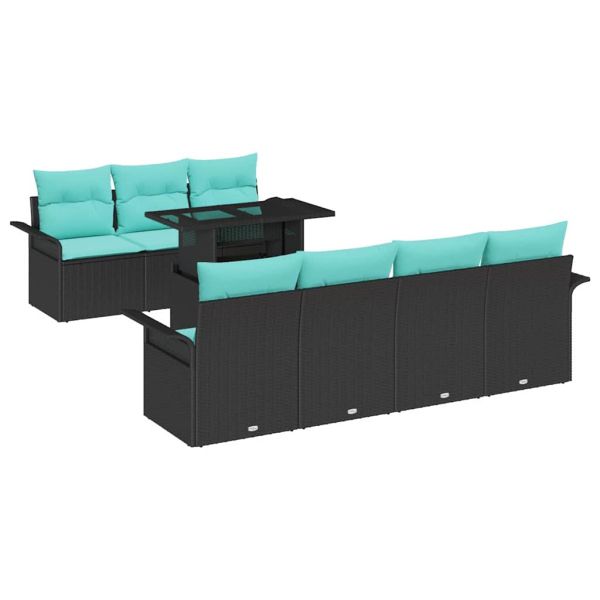 Градински Софа Комплект 8 pcs Черно Полипропилен Ратан