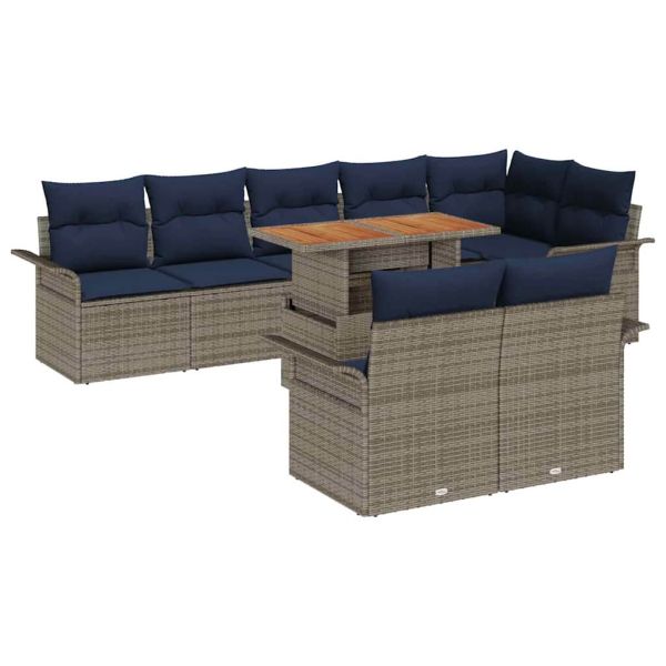 Градински Софа Комплект със съхранение 9 pcs Сив Полиратан