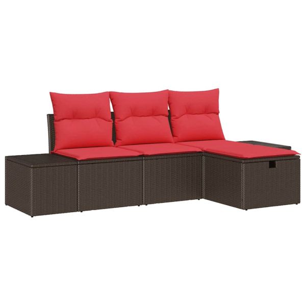 Градински Софа Комплект с възглавница 4 pcs полиратан